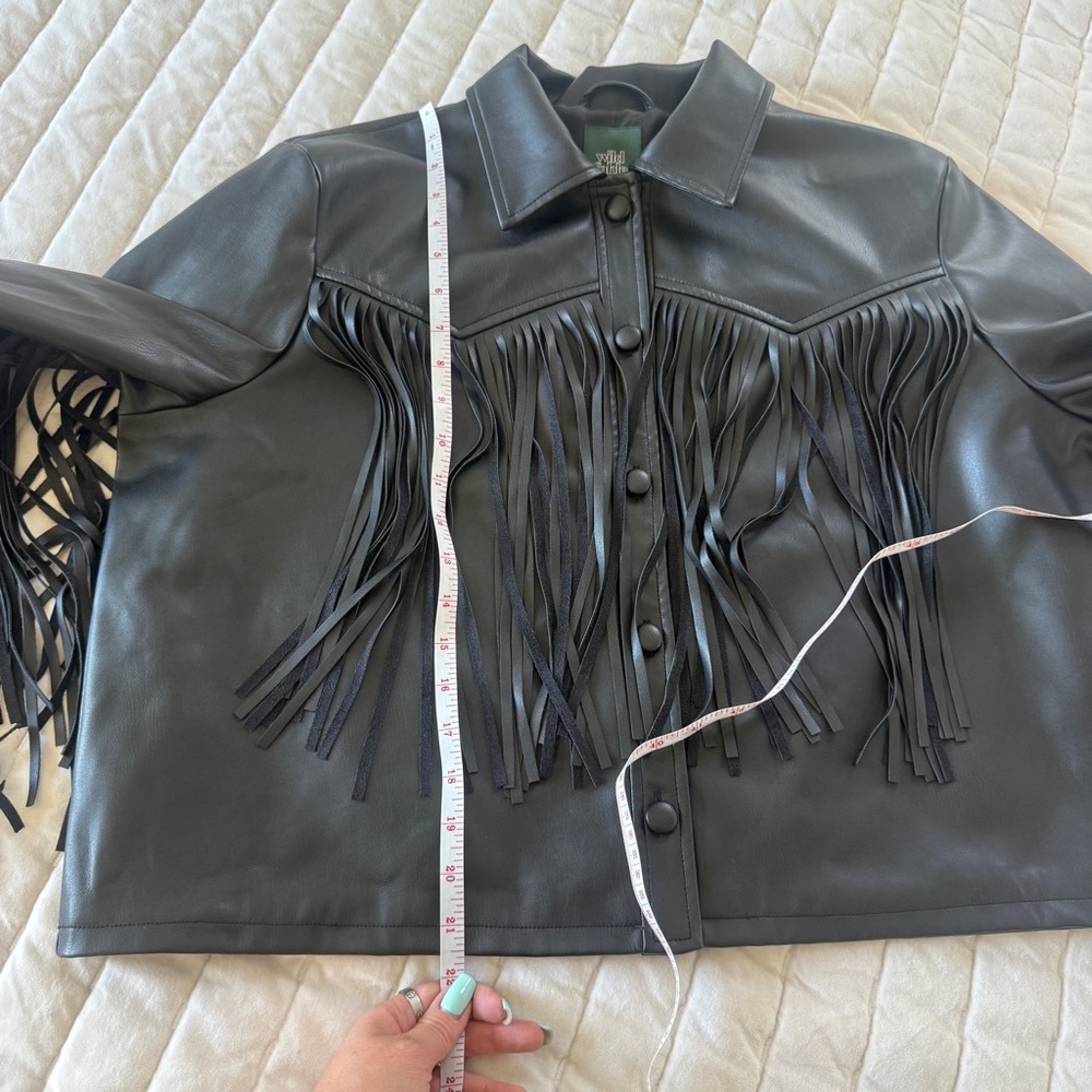 Wild Fable black faux leather fringe jacket Size XXL western - Picture 8 of 8